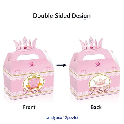 12 buc./lot Cutie de bomboane pentru castelul prințesei Cutie cadou pentru castelul curcubeu, coroană, cutie portabilă de biscuiți pentru accesorii pentru petrecerea de naștere a prințesei