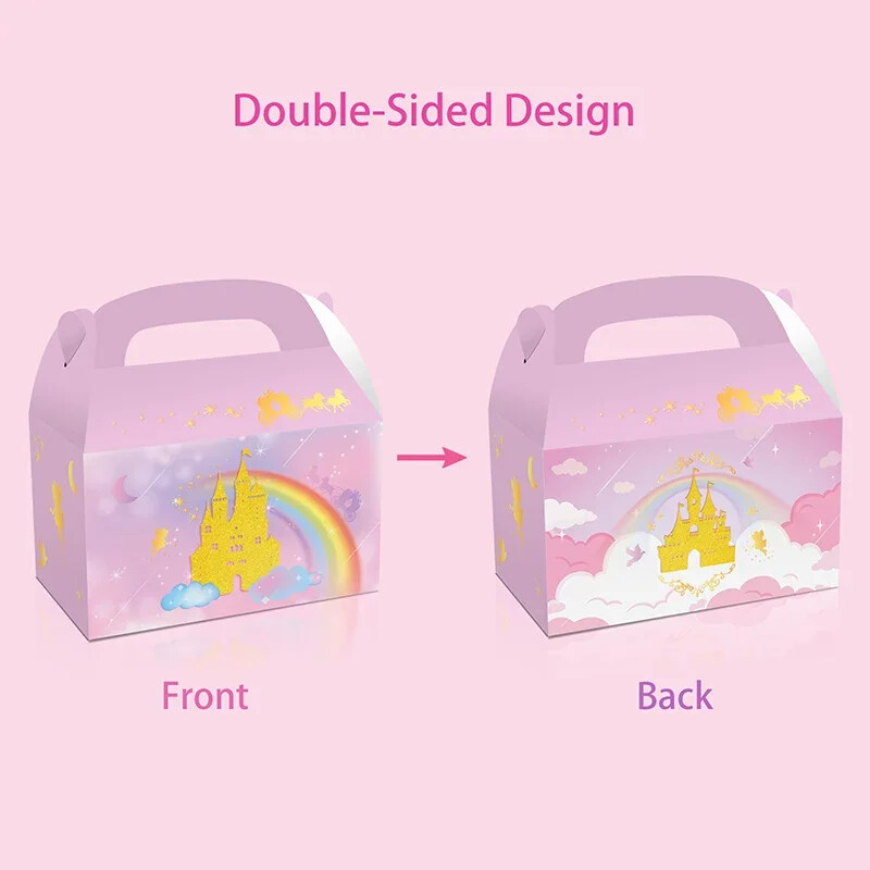 12Pcs/lot Кутия за бонбони Princess`s castle Rainbow castle gift box crown Преносима кутия за бисквити за парти за рожден ден на принцеса