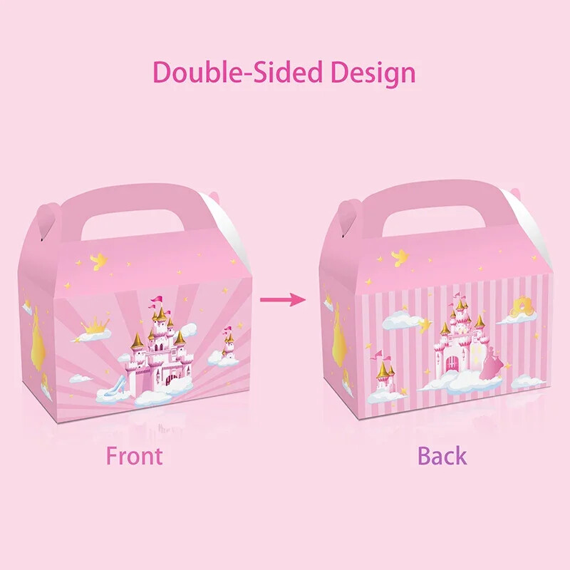 12Pcs/lot Кутия за бонбони Princess`s castle Rainbow castle gift box crown Преносима кутия за бисквити за парти за рожден ден на принцеса