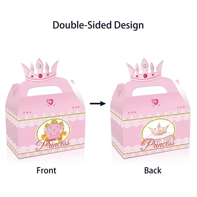 12Pcs/lot Кутия за бонбони Princess`s castle Rainbow castle gift box crown Преносима кутия за бисквити за парти за рожден ден на принцеса