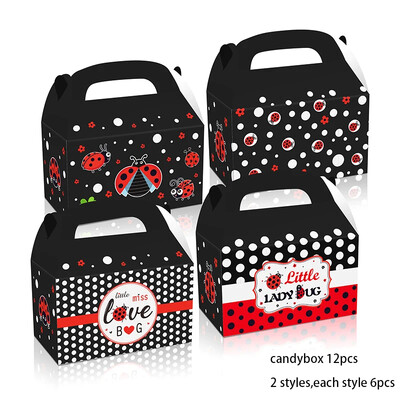 12 bucăți/lot cutie de bomboane de albină minunată, floare, cutie cadou de miere, buburuză/Beatles, cutie portabilă de biscuiți pentru copii, consumabile pentru petrecerea de ziua de naștere