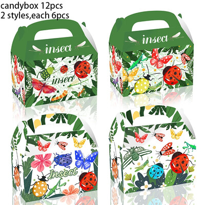 12 bucăți/lot cutie de bomboane de albină minunată, floare, cutie cadou de miere, buburuză/Beatles, cutie portabilă de biscuiți pentru copii, consumabile pentru petrecerea de ziua de naștere