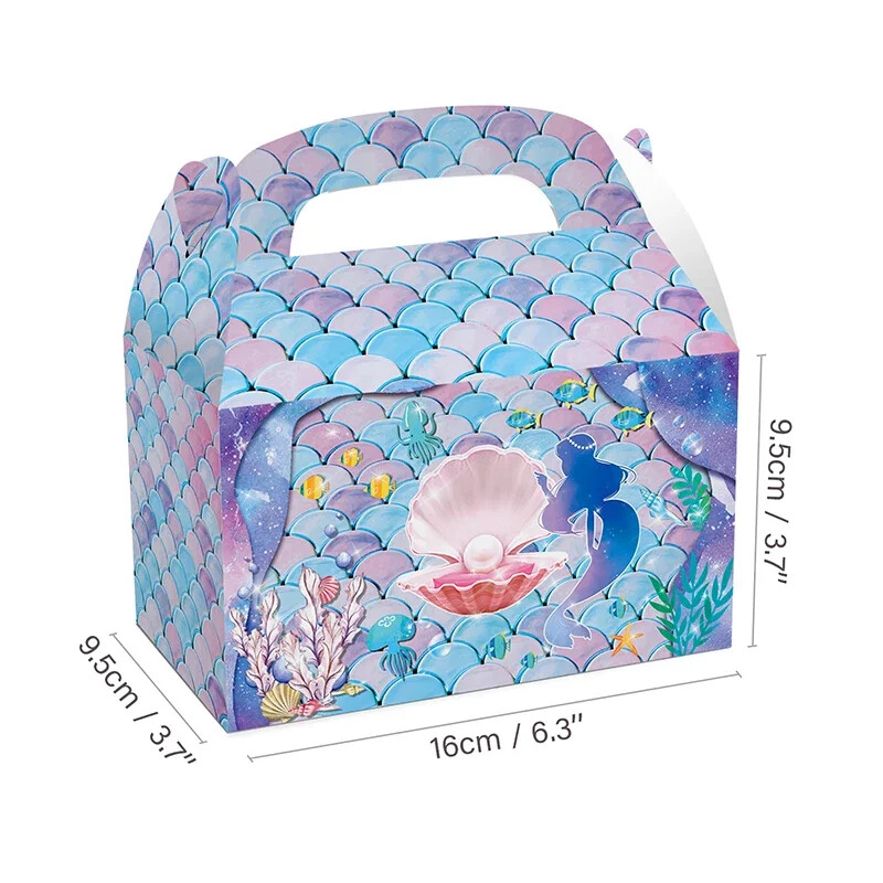 12 бр./лот Прекрасна русалка кутия за бонбони Pearl Mermaid подаръчна кутия кутия за бисквити за деца Консумативи за честит рожден ден