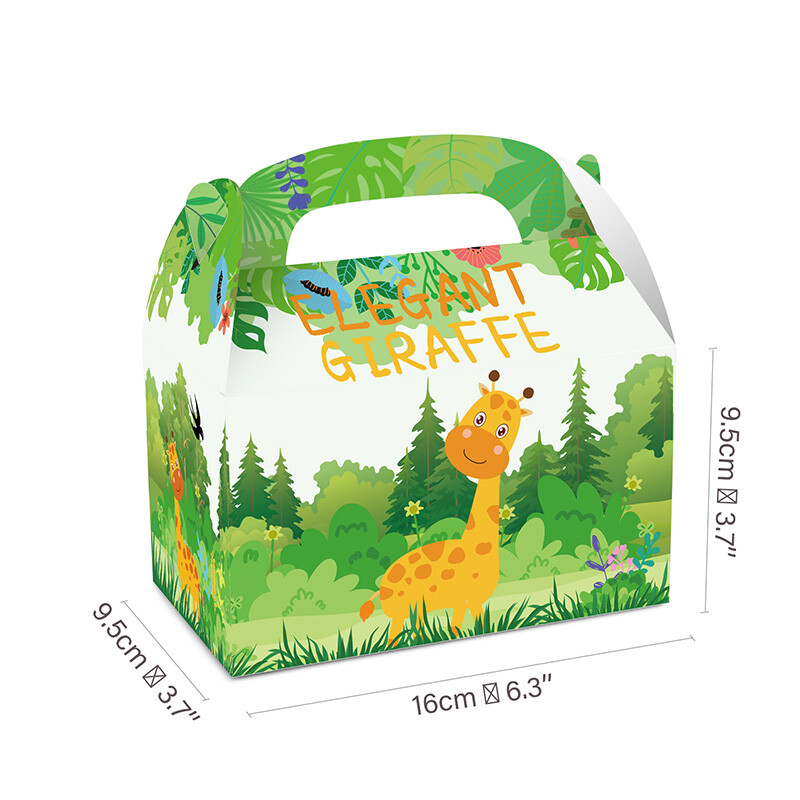 12 бр./лот Прекрасна животинска кутия за бонбони, лъв, зебра, слон, подаръчна кутия, лъв/маймуна, преносима кутия за бисквити за деца, консумативи за рожден ден