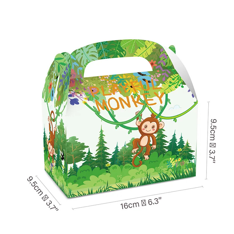 12 бр./лот Прекрасна животинска кутия за бонбони, лъв, зебра, слон, подаръчна кутия, лъв/маймуна, преносима кутия за бисквити за деца, консумативи за рожден ден