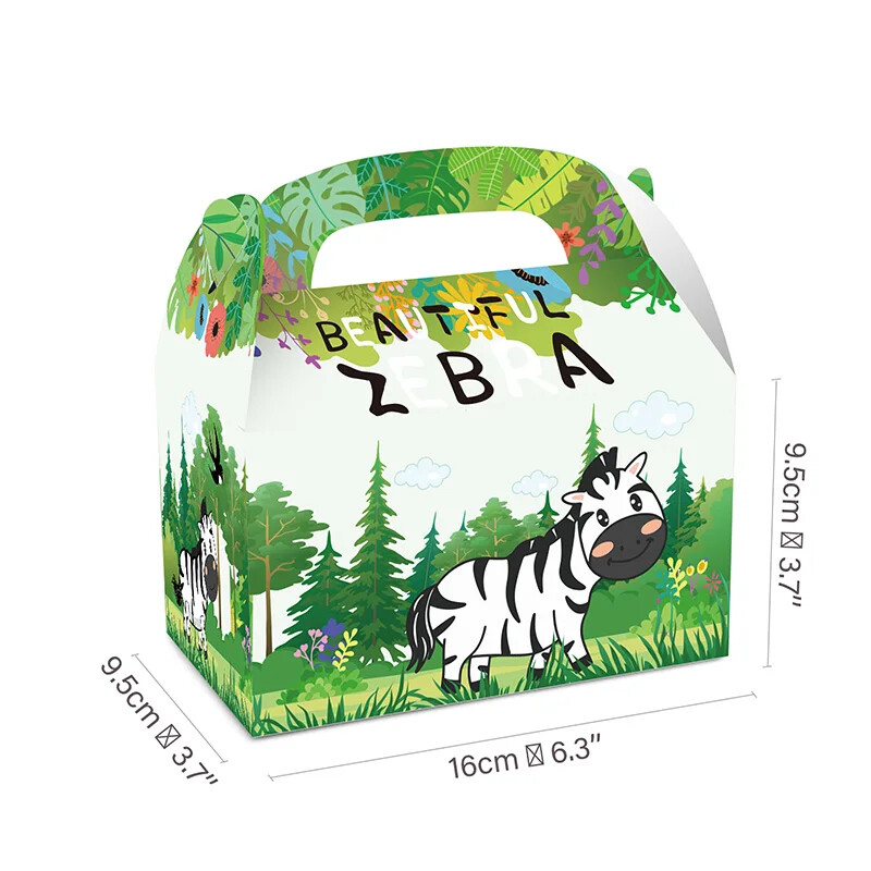 12 бр./лот Прекрасна животинска кутия за бонбони, лъв, зебра, слон, подаръчна кутия, лъв/маймуна, преносима кутия за бисквити за деца, консумативи за рожден ден