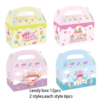 12 buc./lot cutie de bomboane pentru desert cutie de cadou pentru acadele, gogoașă/înghețată, cutie portabilă de biscuiți pentru Desse Summer Party Supplies