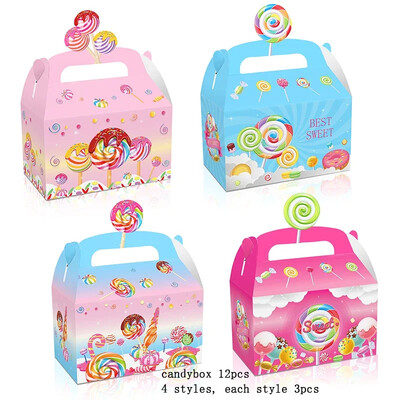 12 buc./lot cutie de bomboane pentru desert cutie de cadou pentru acadele, gogoașă/înghețată, cutie portabilă de biscuiți pentru Desse Summer Party Supplies