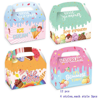 12 buc./lot cutie de bomboane pentru desert cutie de cadou pentru acadele, gogoașă/înghețată, cutie portabilă de biscuiți pentru Desse Summer Party Supplies