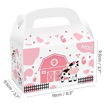 12 τεμ./παρτίδα Lovely cow box candy box box δώρου αγελάδα Φορητό κουτί μπισκότων για κοράκια με θέμα τα γενέθλια προμήθειες