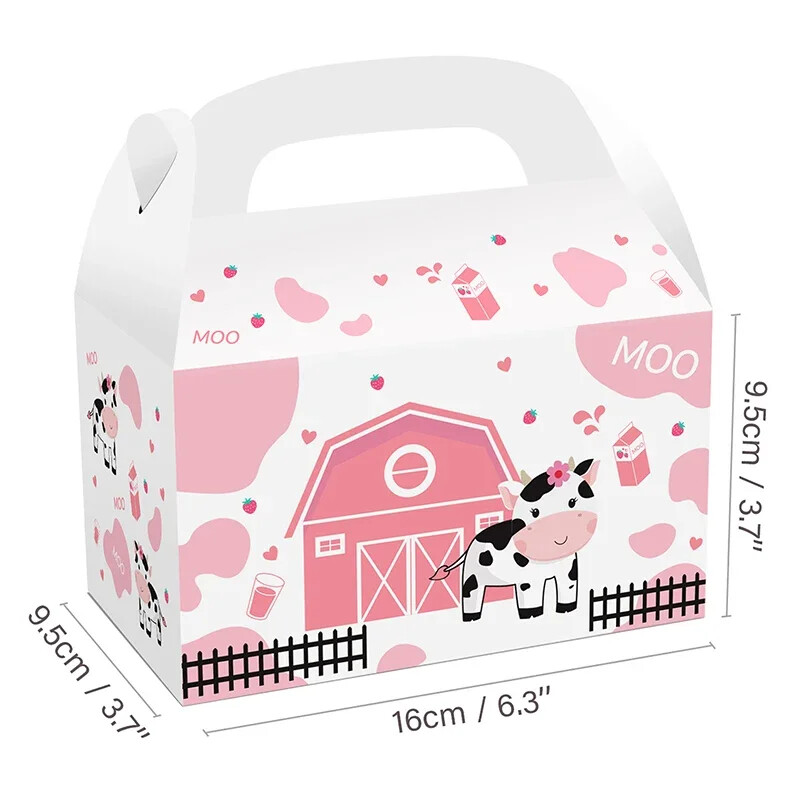 12 бр./лот Прекрасна кутия за бонбони крави Кутия за подарък на място за крави Преносима кутия за бисквити за партита за рожден ден на тема врани