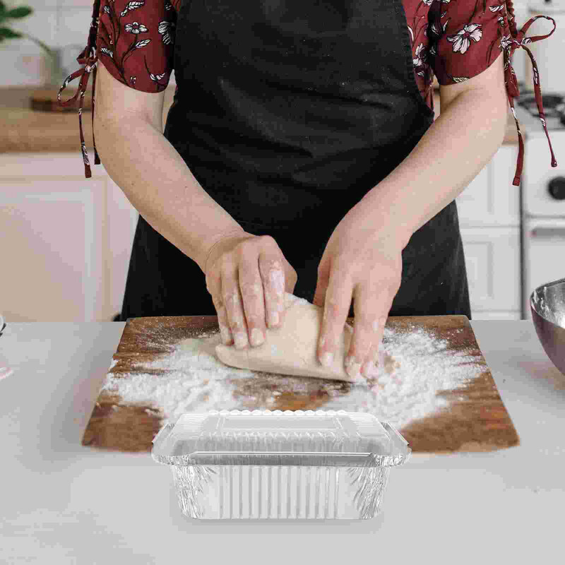20 бр. Опаковъчна кутия Airfryer Тави за печене с капаци Контейнери за храна Подплата от алуминиево фолио Тави за готвене на торта