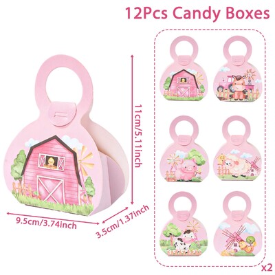 Cutie de bomboane de fermă Cutie cadou de vacă de fermă Rechizite pentru petreceri de aniversare Fructe Favoruri Geantă Cutie de prăjituri pentru biscuiți Decoratiuni de petrecere pentru Baby Shower