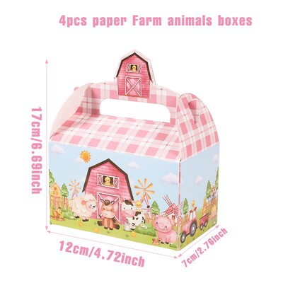 Cutie de bomboane de fermă Cutie cadou de vacă de fermă Rechizite pentru petreceri de aniversare Fructe Favoruri Geantă Cutie de prăjituri pentru biscuiți Decoratiuni de petrecere pentru Baby Shower