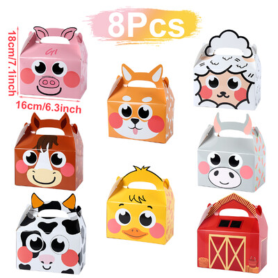 Cutie de bomboane de fermă Cutie cadou de vacă de fermă Rechizite pentru petreceri de aniversare Fructe Favoruri Geantă Cutie de prăjituri pentru biscuiți Decoratiuni de petrecere pentru Baby Shower