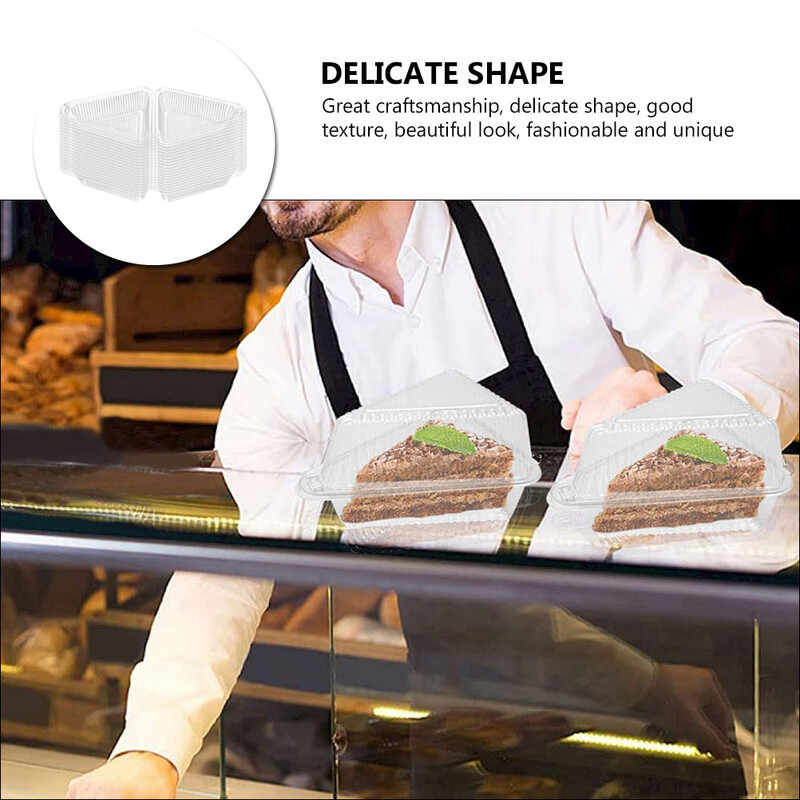 50 бр. Триъгълна кутия за торта със сирене Контейнер за плодове за питки със сирене Домашният любимец Опаковъчни кутии с прозрачен капак Парче