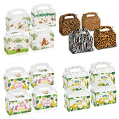 12db/tétel Lovely Wild animal cukorka doboz Szarvas mintás/Leopárd díszdoboz Fox/Bear kekszes doboz gyerekeknek születésnapi parti kellékek