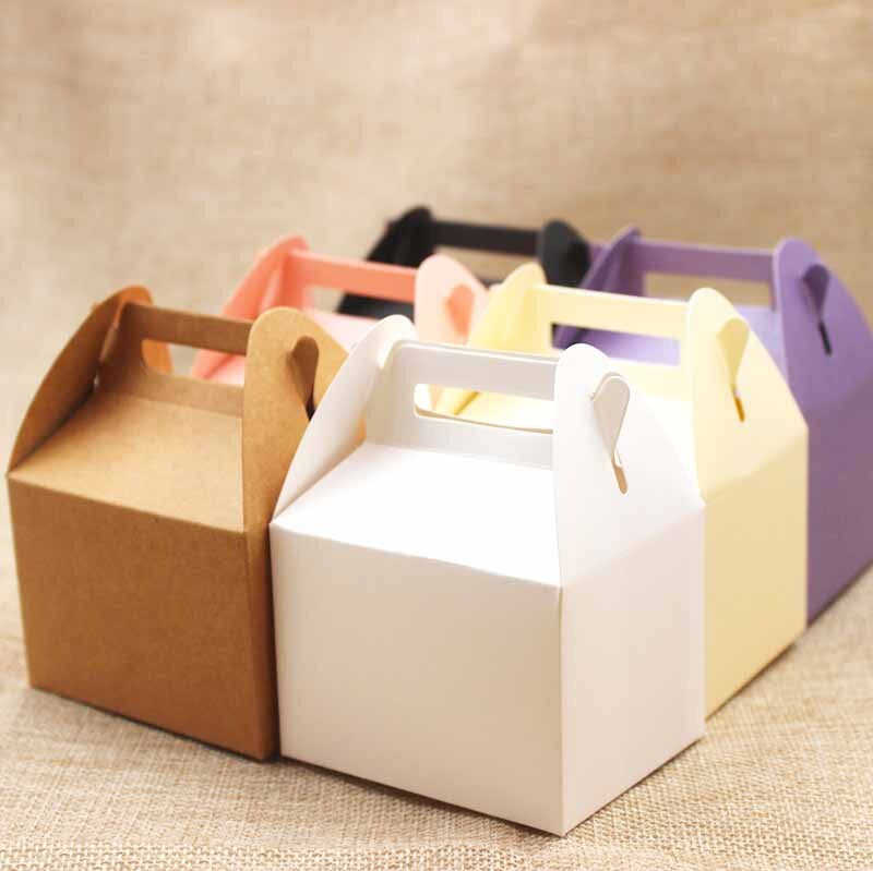 Направи си сам подаръчна кутия за празна хартия. Разноцветни бонбони/сватбена услуга. Кутия за подаръци. Kraft/розово/лилаво. Кутия за подаръчен пакет 10 бр.