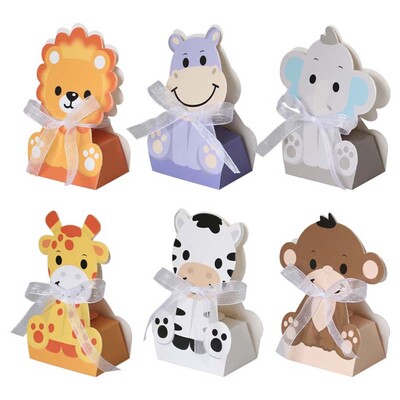 12 bucăți cutii de favoruri pentru animale de safari, cutii pentru cadou pentru petreceri cu animale din junglă, cutii de bunuri cu tema animalelor, pentru petrecerea de aniversare, consumabile pentru baby shower