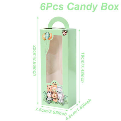Cutie de bomboane cu animale din junglă Jungle Safari Decoratiuni pentru petrecerea de 1-a aniversare Favoruri pentru copii Cutie cadou dreptunghiulară Rechizite pentru baby shower