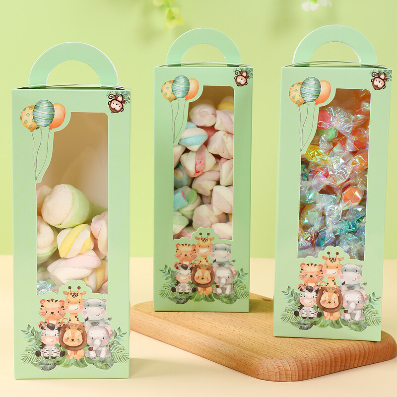 Jungle Animal Candy Box Jungle Safari Happy 1st Birthday Party Decorations Детски сувенири Правоъгълна подаръчна кутия Консумативи за Baby Shower