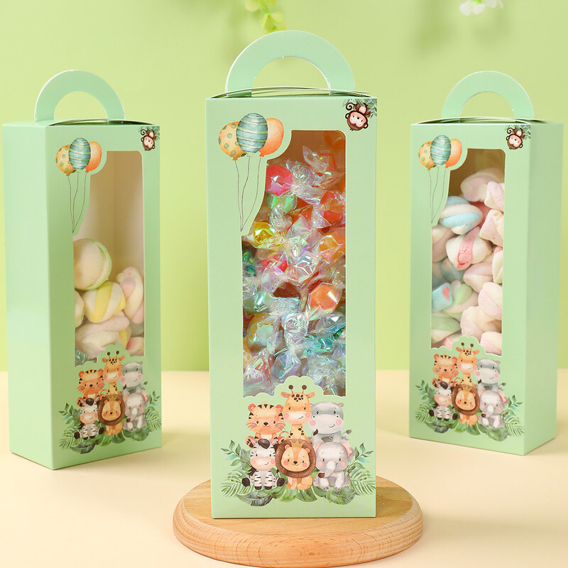 Jungle Animal Candy Box Jungle Safari Happy 1st Birthday Party Decorations Детски сувенири Правоъгълна подаръчна кутия Консумативи за Baby Shower