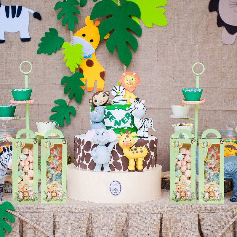 Jungle Animal Candy Box Jungle Safari Happy 1st Birthday Party Decorations Детски сувенири Правоъгълна подаръчна кутия Консумативи за Baby Shower