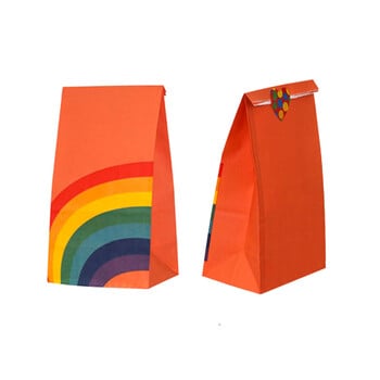 40 τεμ./παρτίδα Kraft Χαρτί Rainbow Food Bags Treat Kids Birthday Oil Proof Bescuit Τσάντα μπισκότων Χριστουγεννιάτικο πάρτι