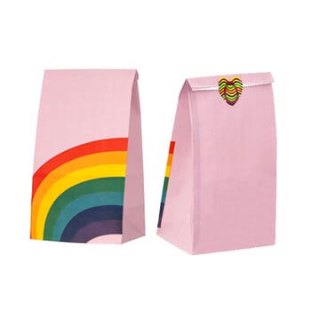 40 τεμ./παρτίδα Kraft Χαρτί Rainbow Food Bags Treat Kids Birthday Oil Proof Bescuit Τσάντα μπισκότων Χριστουγεννιάτικο πάρτι