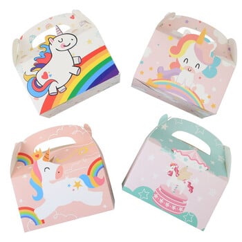 12 ΤΕΜ. Unicorn Kids Birthday Cake Candy Box Μπισκότο Κουτί ψησίματος για καλεσμένους Baby Shower Party Τσάντα Συσκευασία Μπομπονιέρα Διακόσμηση