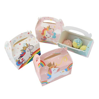 12 ΤΕΜ. Unicorn Kids Birthday Cake Candy Box Μπισκότο Κουτί ψησίματος για καλεσμένους Baby Shower Party Τσάντα Συσκευασία Μπομπονιέρα Διακόσμηση