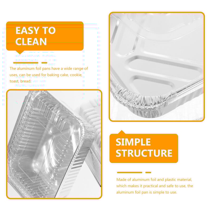 20 бр. Кутии за печене от алуминиево фолио за еднократна употреба с прозрачно практично безопасно опаковъчно решение за торти за вкъщи