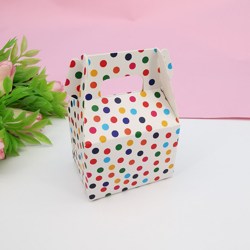 10 бр. Цветни райета на точки Хартиена чанта за бонбони Сувенири за рожден ден Крекер Кутия за бисквитки Чанта за опаковане Почерпка за детски рожден ден