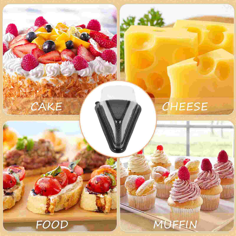 10 bucăți cutii de prăjituri triunghiulare din plastic Tavă pentru sandvici Ambalaj cadou pentru panificație Triunghi pentru brioșe Cutii pentru tavă pentru sandvici (negru)