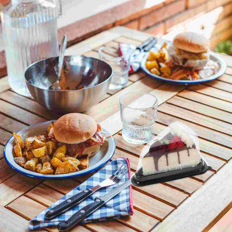 10 bucăți cutii de prăjituri triunghiulare din plastic Tavă pentru sandvici Ambalaj cadou pentru panificație Triunghi pentru brioșe Cutii pentru tavă pentru sandvici (negru)