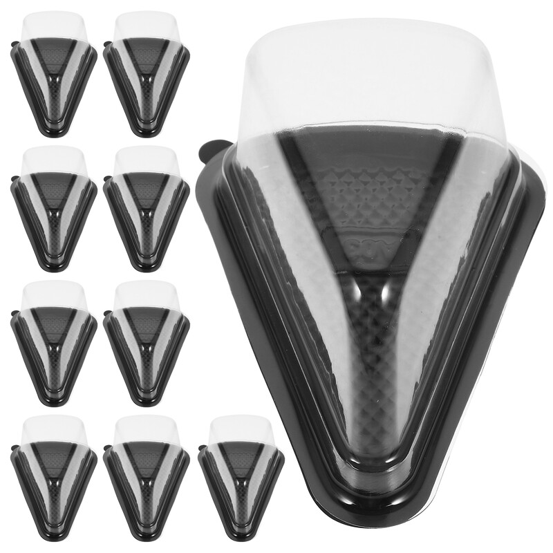 10 bucăți cutii de prăjituri triunghiulare din plastic Tavă pentru sandvici Ambalaj cadou pentru panificație Triunghi pentru brioșe Cutii pentru tavă pentru sandvici (negru)