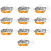 10 buc. Cutie de copt Recipiente pentru prăjituri Cupcake individuală Mini cutii pentru alimente multifuncționale Folie de aluminiu Plastic Sigur de utilizat