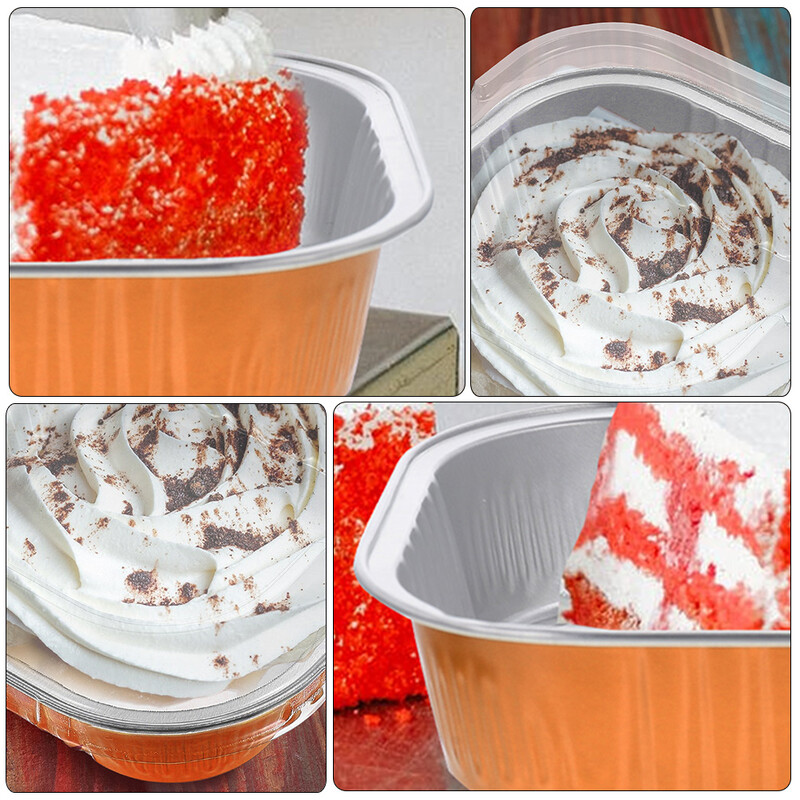 10 buc. Cutie de copt Recipiente pentru prăjituri Cupcake individuală Mini cutii pentru alimente multifuncționale Folie de aluminiu Plastic Sigur de utilizat