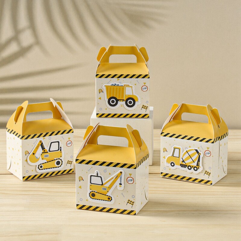 Cutie de bomboane cu tema pentru vehicule de inginerie, decorație pentru petrecerea de mulți ani, pentru copii, băiat, buldozer, rechizite pentru petreceri, decor pentru baby shower
