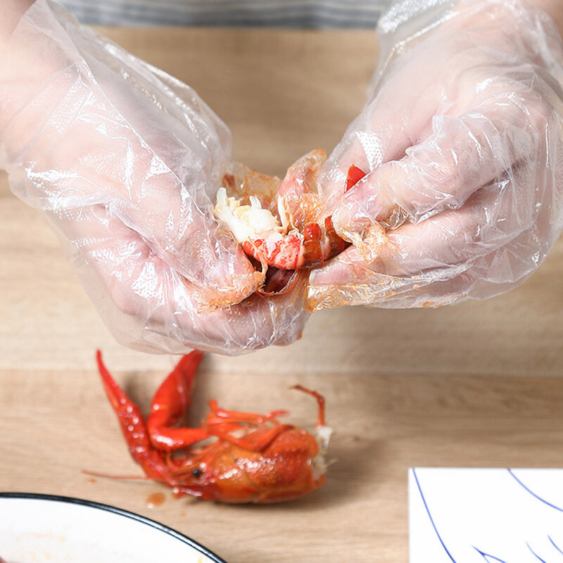 100/200 buc. Mănuși mari din polietilenă de unică folosință din plastic pentru comerț cu alimente, gătit, curățare, bucătărie, restaurant, accesoriu pentru grătar