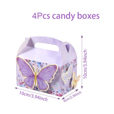 4gab Butterfly Candy dāvanu kastīte Rozā purpursarkanā tauriņa dzimšanas dienas svinību rotājumi Bērnu kāzu piederumi Baby Shower Cepumu dāvanu kastīte