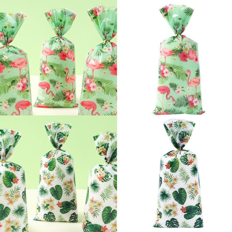 Saci de cadouri pentru bomboane hawaiene Saci de ambalare pentru biscuiți flamingo Decorare pentru petrecerea de aniversare hawaiană Rechizite de favoruri pentru petrecerea de aniversare pentru copii