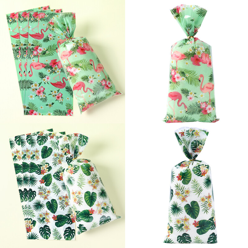 Saci de cadouri pentru bomboane hawaiene Saci de ambalare pentru biscuiți flamingo Decorare pentru petrecerea de aniversare hawaiană Rechizite de favoruri pentru petrecerea de aniversare pentru copii