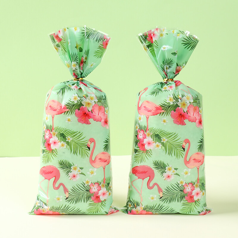 Saci de cadouri pentru bomboane hawaiene Saci de ambalare pentru biscuiți flamingo Decorare pentru petrecerea de aniversare hawaiană Rechizite de favoruri pentru petrecerea de aniversare pentru copii