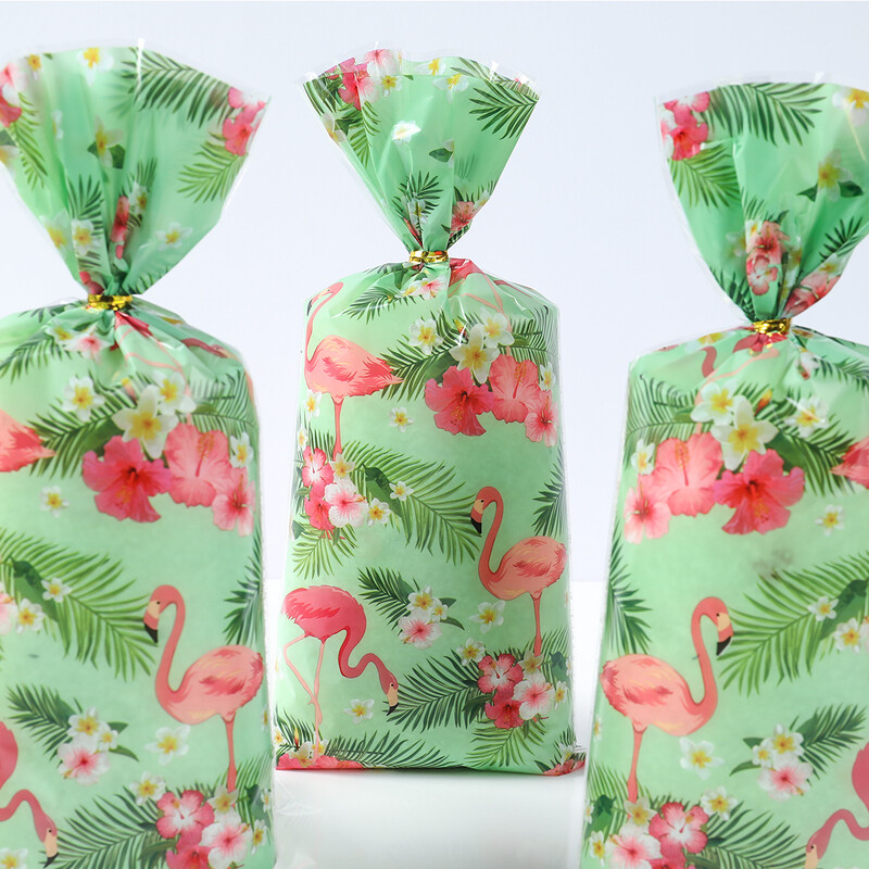 Saci de cadouri pentru bomboane hawaiene Saci de ambalare pentru biscuiți flamingo Decorare pentru petrecerea de aniversare hawaiană Rechizite de favoruri pentru petrecerea de aniversare pentru copii