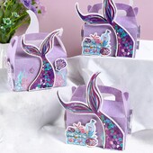 4 bucăți 3D coadă de sirenă cutie portabilă cu bomboane ambalaj cadou Cutii de hârtie pentru copii mici favoruri decorațiuni pentru petrecerea de aniversare a sirenei