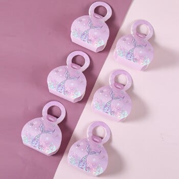 12 опаковки Кутии за подаръци с лакомство Русалка под морето Baby Shower Birthday Party Favor Goodie Treat Торбички с бонбони Кутия за подарък за деца и момичета