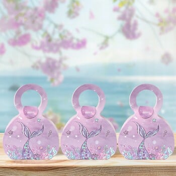 12 опаковки Кутии за подаръци с лакомство Русалка под морето Baby Shower Birthday Party Favor Goodie Treat Торбички с бонбони Кутия за подарък за деца и момичета