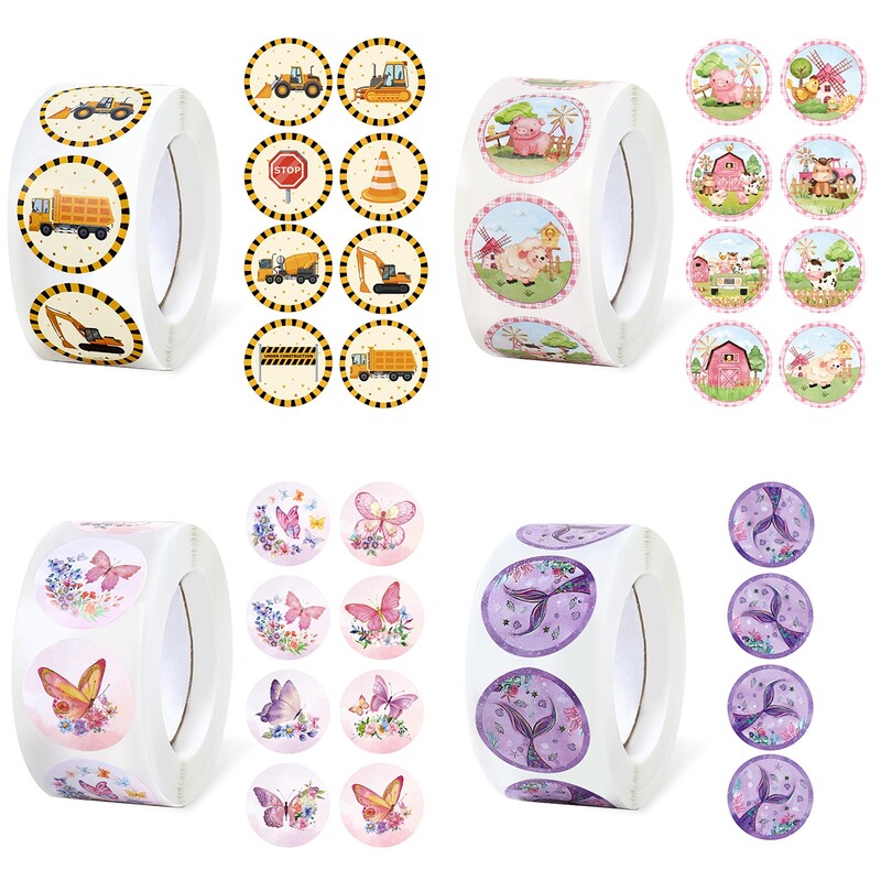 Autocolante din hârtie cu coadă de sirenă, cu animale, fluture, vehicul de inginerie, decor petrecere de naștere, pentru copii, fete, petrecere sub mare