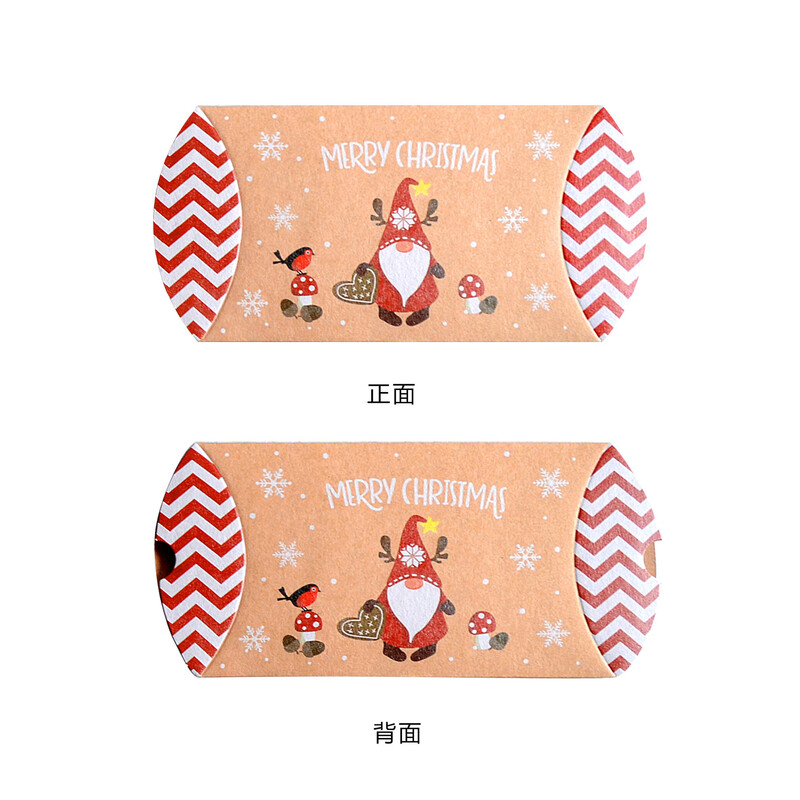 24 части Партидна коледна кутия за бонбони Форма на възглавница Крафт хартия Кутия за празничен подарък Коледна украса Направи си сам